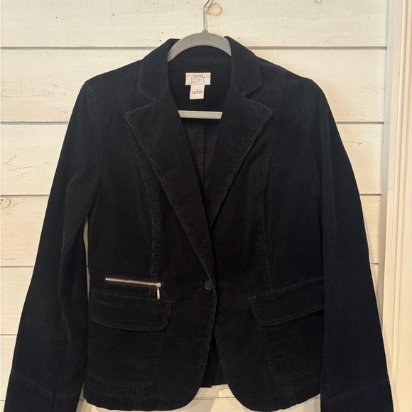 LOFT Black Blazer corduroy Classic Suit Jacket - Picture 10 of 14